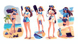 Virtual Realty Bikini Women vector illustration log