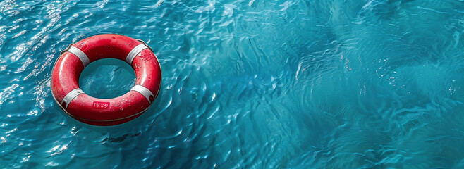 red lifebuoy in blue water