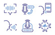 Speech and voice recognition Icon Set. Advanced voice technology. Thin line illustrations. Voice recognition, text-to-speech, and AI Artificial Intelligence. Graphic elements for digital communication