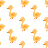 Fototapeta Dinusie - seamless pattern with cartoon duck