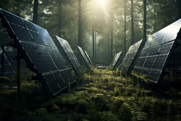 Poster - Advanced Solar panels. Sun electric power. Generate Ai