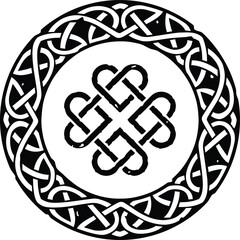 Celtic Circle or Ring Knot Pattern with Celtic Heart Symbol