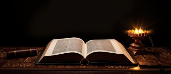 Wall Mural - books on a wooden table.