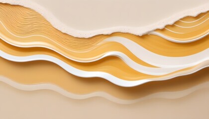 Canvas Print - Sea wave golden beach abstract art illustration header, AI generated