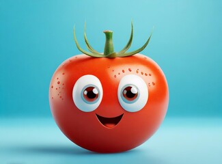 Poster - Red Cute Tomato 3D Rendering, Cartoon Illustration Design