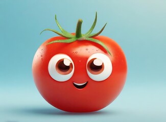 Wall Mural - Red Cute Tomato 3D Rendering, Cartoon Illustration Design