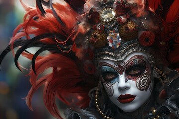 Wall Mural - Carnaval mask, woman wearing festival costume