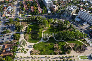 Wall Mural - Aerial view of the Church of San Vicente de Ferrer de Los Dominicos in Santiago de Chile and magnificent City