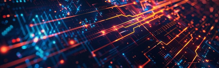 Poster - A computer chip with many lines and dots