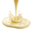 Thick condensed milk dropping with a splash on an isolated background