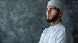 Portrait Muslim man on the gray background