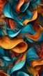 Abstract Swirling Patterns of Blue and Orange Shades in a Digital Artwork