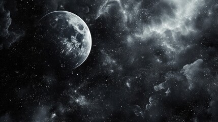 Wall Mural - monochrome planet floating in sky generative ai