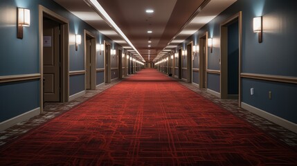 Wall Mural - generative ai hallway of hotel rooms