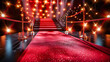 Red carpet luxury entrance with bright lights for a VIP event, showcasing the glamour and prestige of celebrity success