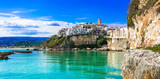 Fototapeta  - Italy travel. Beautiful coastal town Vieste in Puglia region. Italian summer holidays.