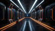futuristic dark corridor interior design Generative AI