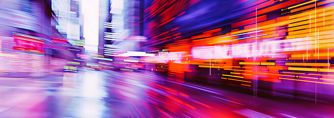 Wall Mural - night city traffic with blurred motion of cars, showcasing urban speed and transportation in a color