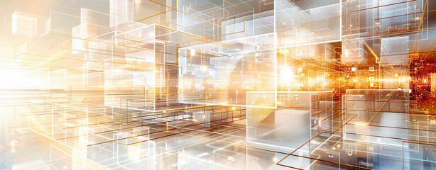 Wall Mural - network and cyberspace concept, digital connections in an abstract technology background, emphasizin