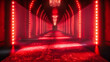 Neon-lit tunnel with modern design, creating an immersive, futuristic environment for stage shows and events