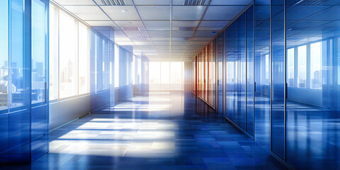 Wall Mural - Modern corridor or lobby within a business or public building, showcasing the minimalist design and spacious environment for transit or waiting