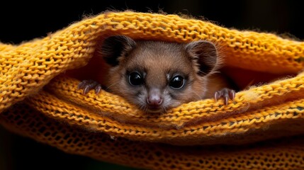 Wall Mural -  A photo of a critter emerging from a knitted shroud