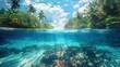 palm island blue transparent sea