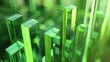 Futuristic green data stream concept with glowing columns