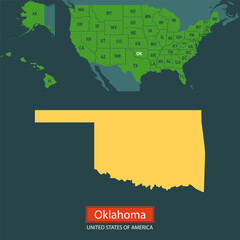 Wall Mural - United States of America, Oklahoma state, map borders of the USA Oklahoma state.