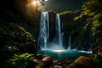 Wall Mural - waterfall at night