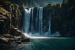Witness the awe-inspiring power of a waterfall as it tumbles down a mountainside, portrayed in magnificent 16K resolution. The incredible level of detail and realism in this image is nothing short