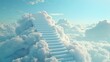 A staircase is shown in the clouds, leading to a higher place