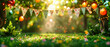 Summer Meadow with Bright Sunlight and Bokeh, Green Nature Background for Festive Celebration