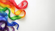concept of Belonging Inclusion Diversity Equity DEIB or lgbtq, colorful rainbow ribbon art representing lgbtq diversity on white background	