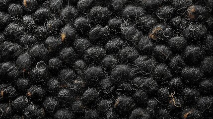 Wall Mural -  A collection of dark yarn balls resting on a black tablecloth with an abundance of black debris surrounding it