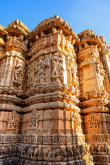 Wall Mural - Intricate architecture and ruins on Goddess Shani Deity Temple in side the Chittorgarh fort in Rajasthan, India.