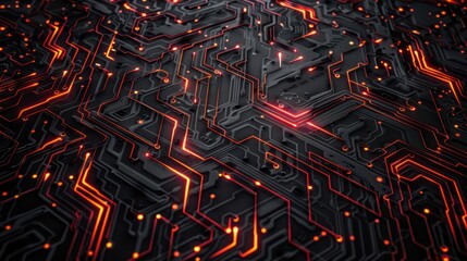 Wall Mural - Digital circuit computer board technology grid background. AI generated image