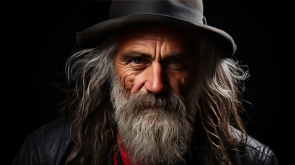 Bearded Man in Hat With Long Hair