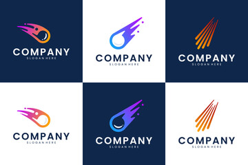 asteroid movement logo collection, astronomy science , logo design template.