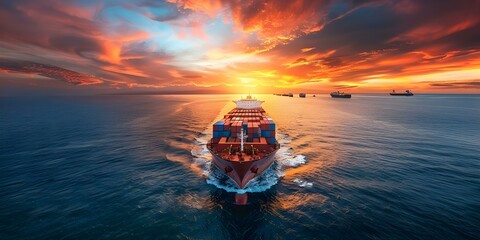 Optimizing global supply chain management through vessel shipping and logistics efficiency. Concept Global Supply Chain, Vessel Shipping, Logistics Efficiency, Optimization, Supply Chain Management
