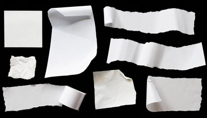 Poster - white paper pieces collection realistic paper scraps with adhesive tape on transparent background sticky notes extracted