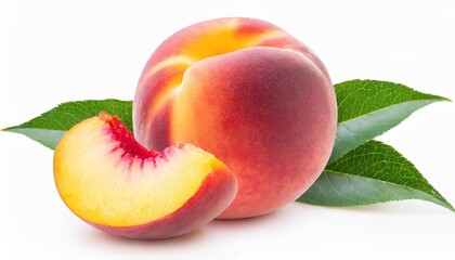 peach fruit isolated on white or transparent background one whole peach fruit