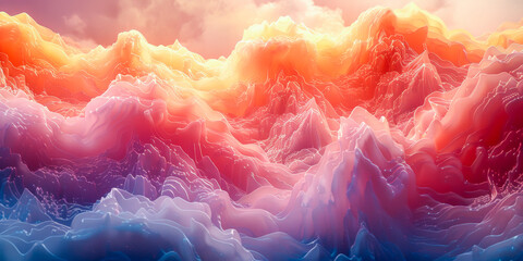 Wall Mural - Soft clouds Abstraction smoke waves, abstract background, Close-up of a Colorful Painting in Pink and Peach Colors