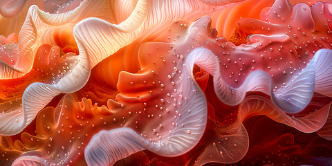 Wall Mural - red sea anemone abstract colorful waves, colorful pattern that looks like a wavy cloth, background concept wallpaper 