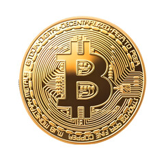 Bitcoin, the Golden Coin of Cryptocurrency, Isolated on Transparent Background, PNG