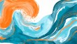 abstract colorful blue orange complementary color art painting illustration texture watercolor swirl waves liquid splashes
