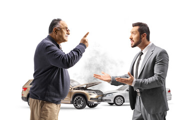 Poster - Businessman having an argument with a mature driver after a car accident