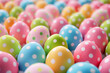 Close-up of colored easter eggs in polka dots