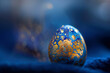 Marble Blue with gold Easter egg, macro