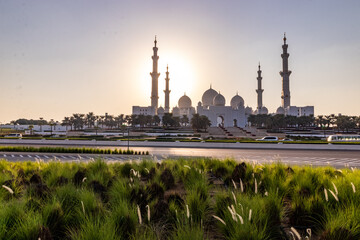 View of Sheikh Zayed Grand Mosque in Abu Dhabi, United Arab Emirates.